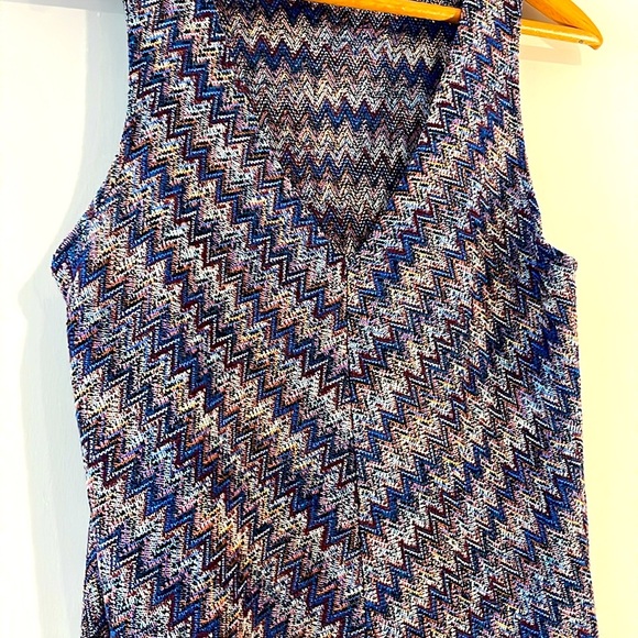 Anthropologie Maeve Westwater Chevron Knit Flowy Dress Sleeveless Blue Purple - Picture 5 of 10